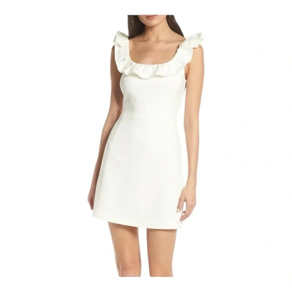 French Connection Whisper‎ Ruffle Square Neck Dress New Size 6 - Picture 1 of 14